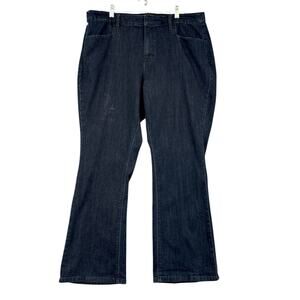 Susan Graver Dark Denim Belt Loops Front Pockets Wide Leg‎ Bootcut Jeans 18WP